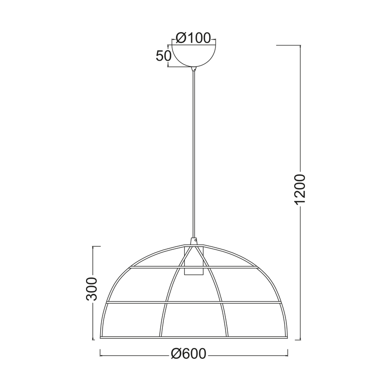 PENDANT 1XE27 METALIC GRID BLACK Φ50ΧΗ120CM PROMETHEUS OD543660