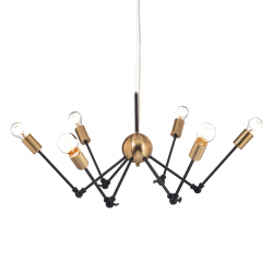 PENDANT 6ΧΕ27 METAL BLACK + BRASS Φ76ΧΗ150CM CHAGALL OD680306BB
