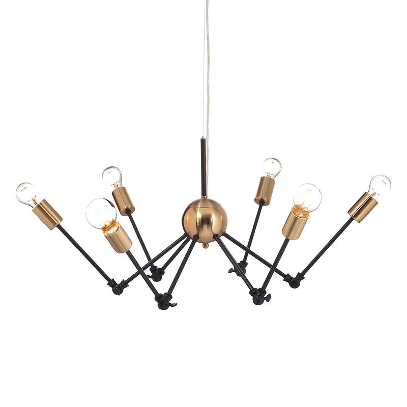PENDANT 6ΧΕ27 METAL BLACK + BRASS Φ76ΧΗ150CM CHAGALL OD680306BB