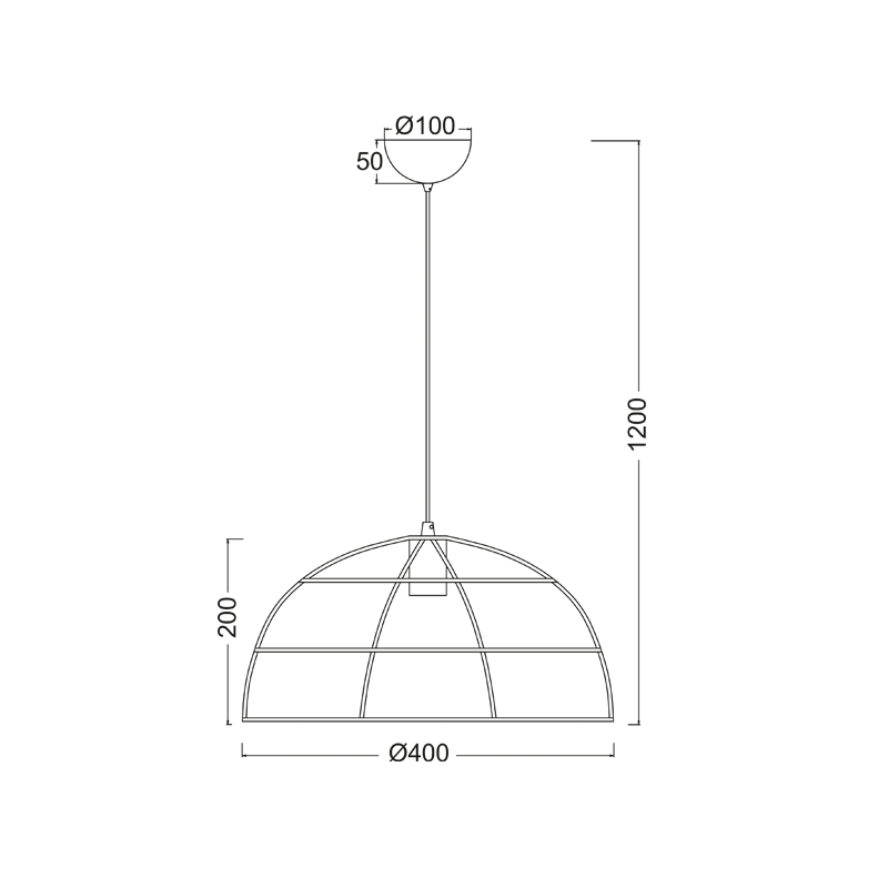 PENDANT 1XE27 METALIC GRID BLACK Φ40ΧΗ120CM PROMETHEUS OD543640