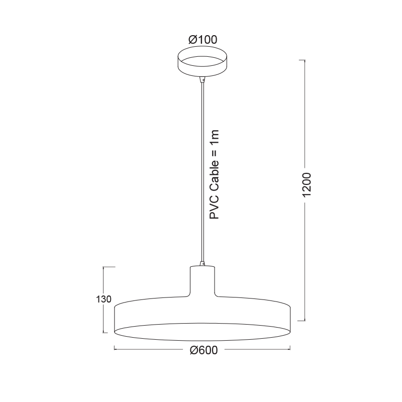 PENDANT 1XE27 METAL BLACK Φ60ΧΗ120CM DOMENICA OD5392LBK