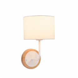 WALL MOUNTED 1ΧΕ27 METAL WHITE/ ABAZOUR+WOOD 22X18ΧΗ31CM YASMINE OD6508WWH