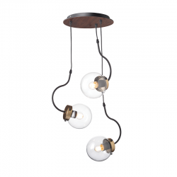 PENDANT 3ΧΕ27 GLASS+METAL+MDF Φ35ΧΗ100CM PUEBLOS OD905903P