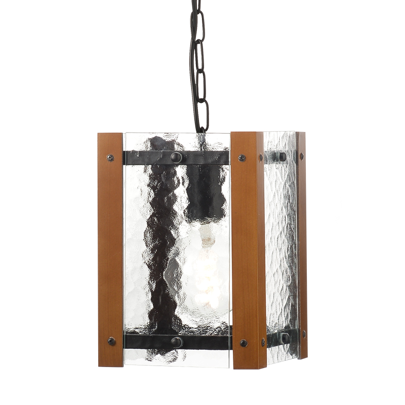 NETTO PENDANT L/F 1ΧΕ27 ΜΕΤΑL+GLASS+WOOD 18Χ18ΧΗ80CM OD910801P