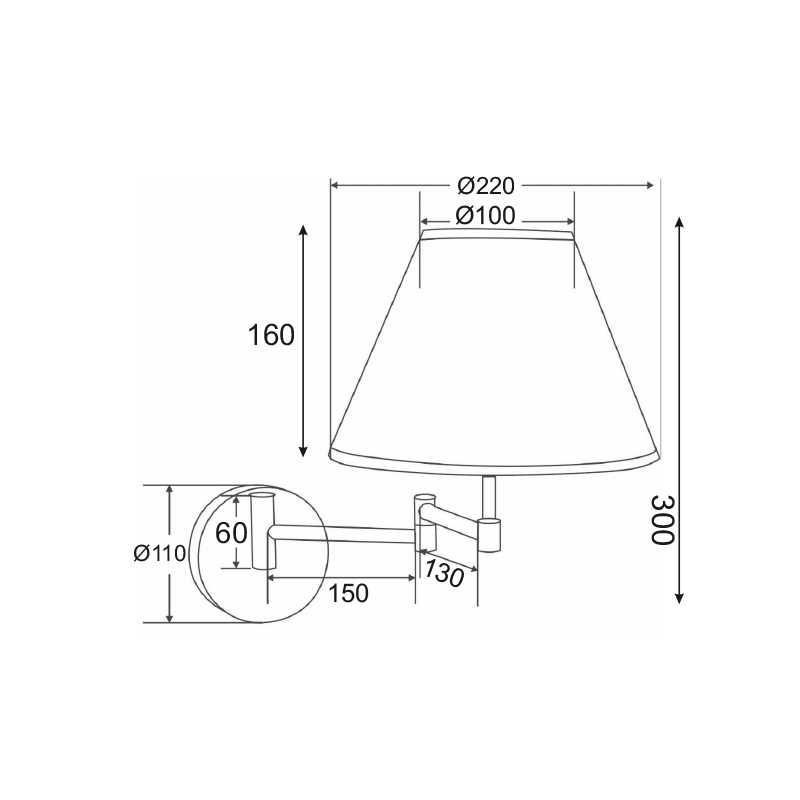 WALL LAMP 1ΧΕ27 BLACK CLOTH SHADE SUWON SUWB01B WALL LAMP 1ΧΕ27 BLACK CLOTH SHADE SUWON SUWB01B