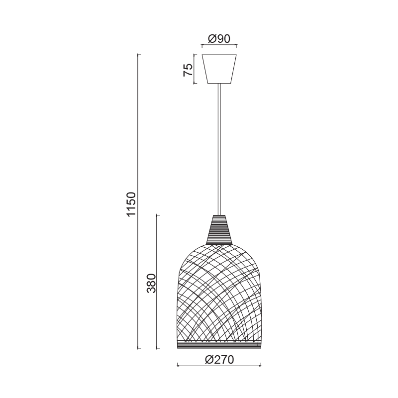 PENDANT 1ΧE27 WHITE CANE Φ27,5Χ115CM PETRA SU05PWH