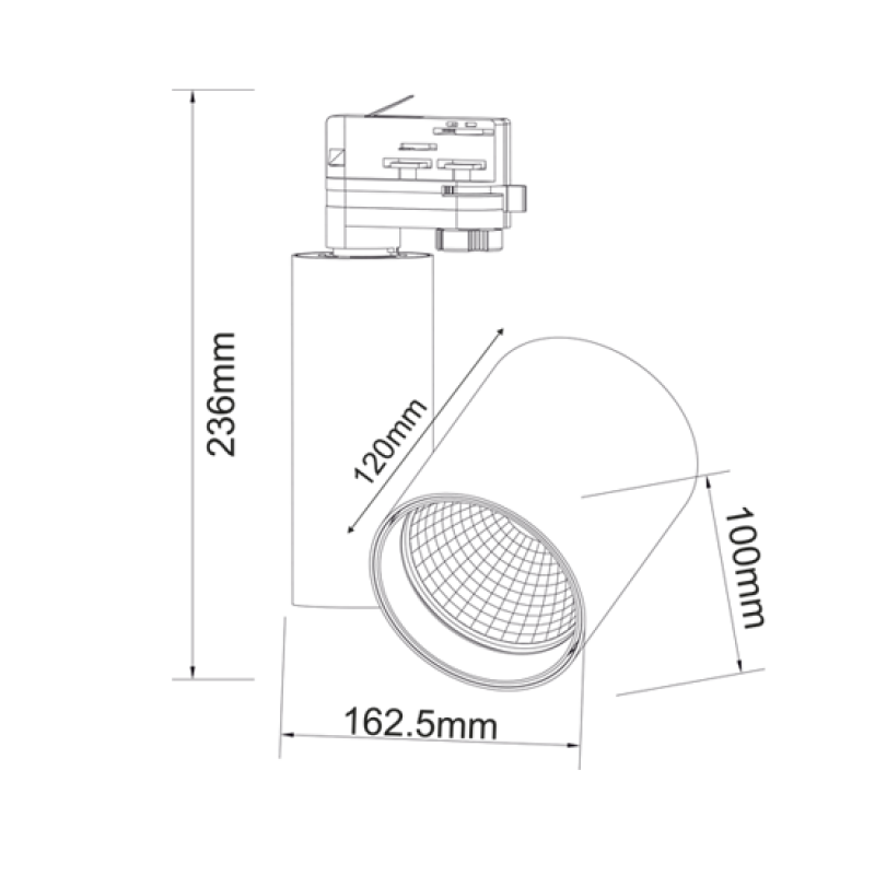 WHITE LED TRACK LIGHT 30W 4000K 4WIRES 38° 2800LM 230V Ra80 RONDE3040W4