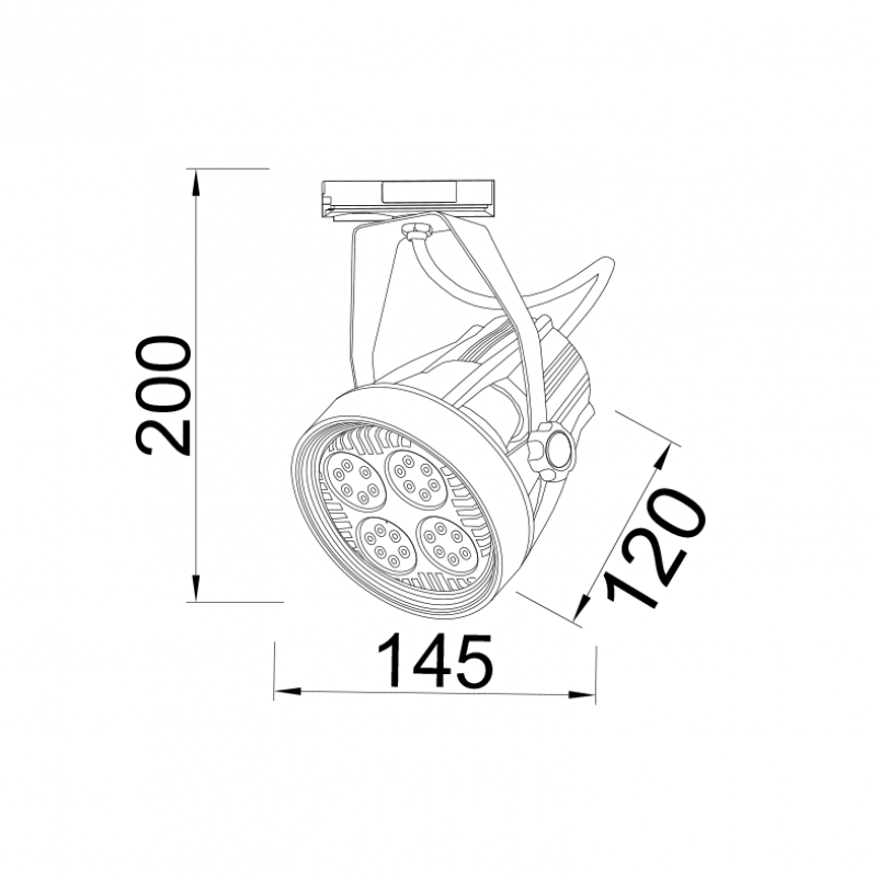 WHITE E27 PAR30 TRACK LIGHT 2WIRES (1PHASE) SPYDIE27W