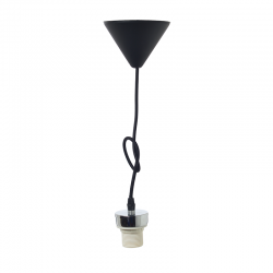 SUSPENSION BLACK METAL BASE BLACK FABRIC CABLE Ε27 2800BB SUSPENSION BLACK METAL BASE BLACK FABRIC CABLE Ε27 2800BB