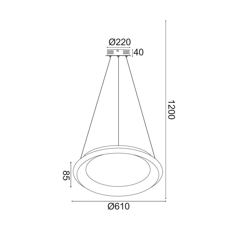 PENDANT LUMINAIRE LED 48W DIMMER 3000K 4610LM WHITE METAL D61XH120CM DIANA BR71LEDP61WHD