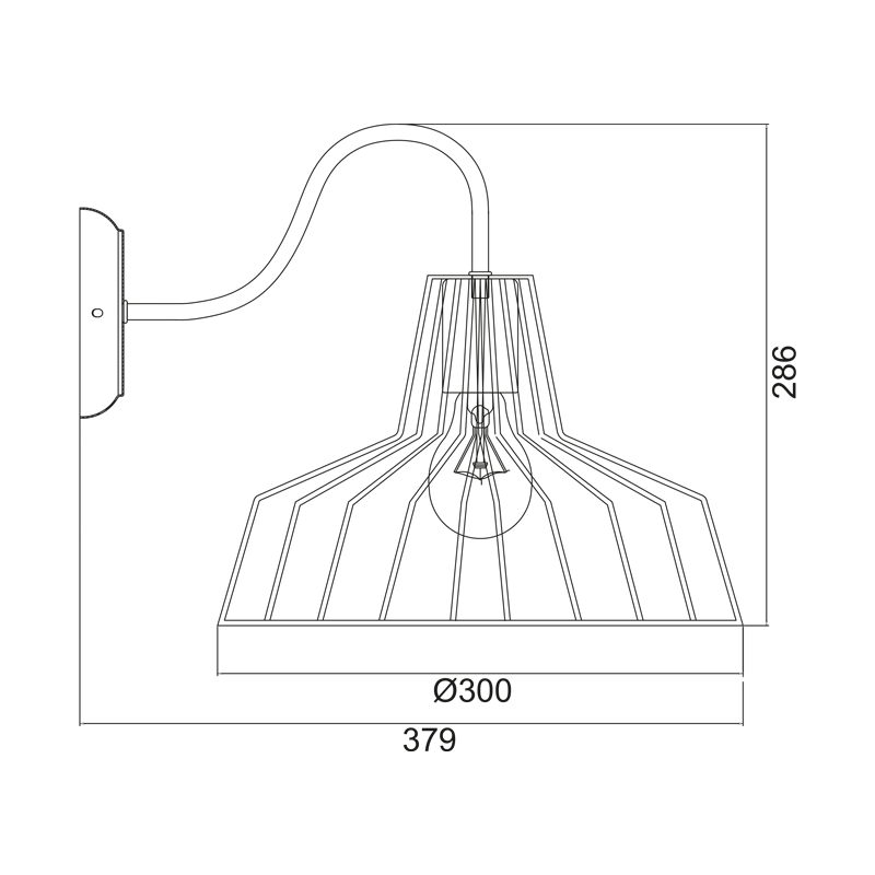 WALL LAMP METAL BLACK 1 Χ Ε27 D30CM BELL HADES KS1525W1BK