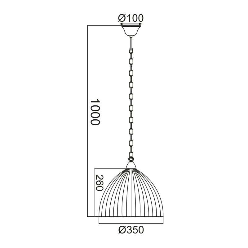 PENDANT 1XE37 WHITE STRIPED GLASS D38CM MANOLIA AD5001M
