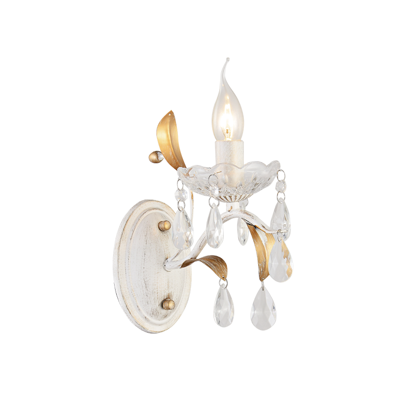 WALL MOUNTED 1XE14 METAL PATINΑ WHITE GOLD+CRYSTAL 23,5Χ15,5Χ24,,5CM SARDINIA DL9341WWG