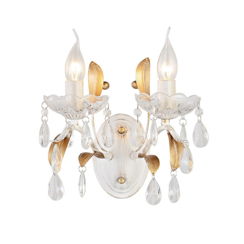 WALL MOUNTED 2XE14 METAL PATINΑ WHITE GOLD+CRYSTAL 38Χ24,5Χ19CM SARDINIA DL9342WWG