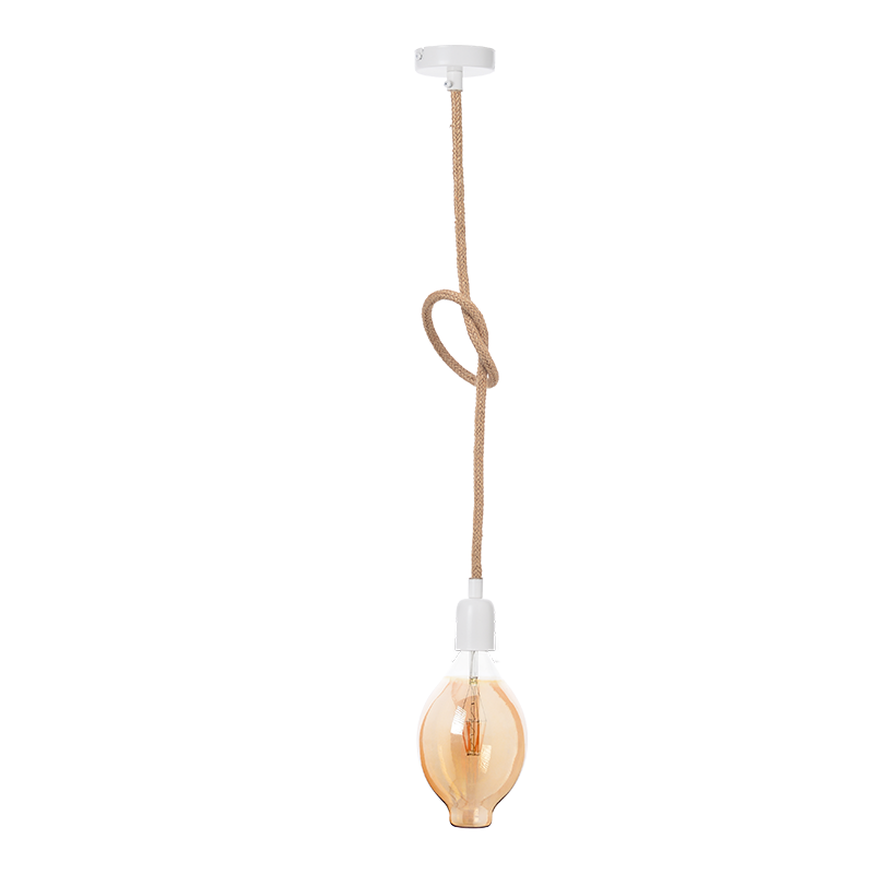 PENDANT 1XE27 METAL WHITE+ DOUBLE BRAIDED ROPE Η100CM 40WRT