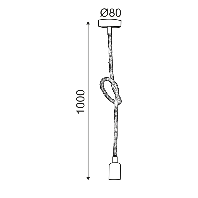 PENDANT 1XE27 METAL WHITE+ DOUBLE BRAIDED ROPE Η100CM 40WRT
