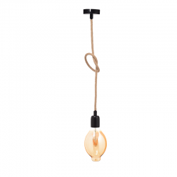 PENDANT 1XE27 BLACK METAL+DOUBLE BRAIDED ROPE Η100CM 40BRT