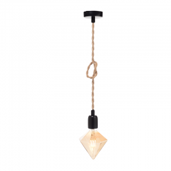 PENDANT 1XE27 BLACK METAL+SINGLE BRAIDED ROPE Η100CM 40BRR