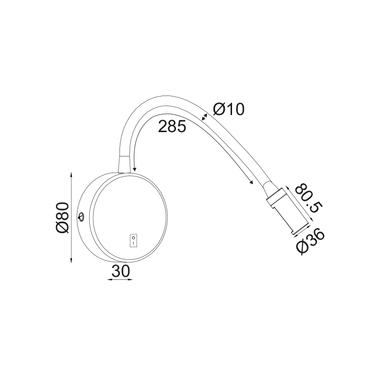 WALL LAMP LED 3W WHITE 3200K 210LM 8X4X44CM PIPER SF126LEDSW