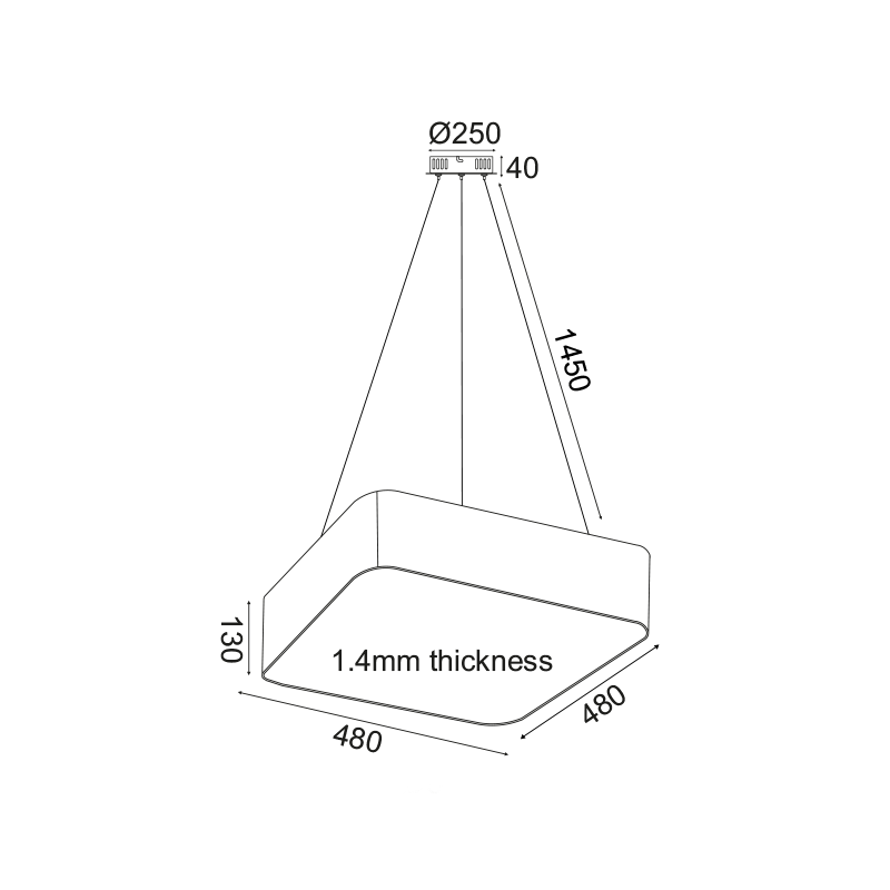 PENDANT LUMINAIRE LED 40W 3200LM 3000K WHITE METAL 48X48XH140CM EMERY V28LEDP48WH PENDANT LUMINAIRE LED 40W 3200LM 3000K WHITE METAL 48X48XH140CM EMERY V28LEDP48WH