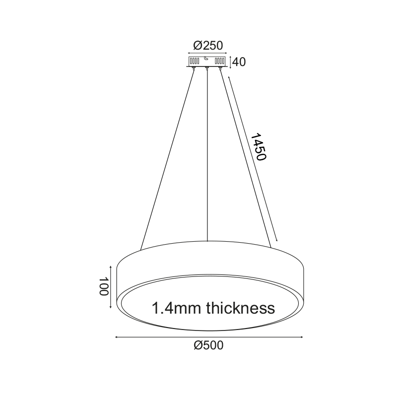 PENDANT LUMINAIRE LED 50W 4000LM 3000K BLACK METAL D50XH135CM OPTIMUS V29LEDP50BK