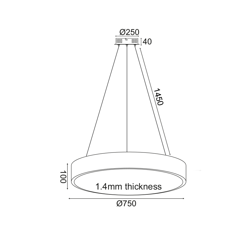 PENDANT LUMINAIRE LED 60W 4800LM 3000K BLACK METAL D75XH130CM OPTIMUS V29LEDP75BK PENDANT LUMINAIRE LED 60W 4800LM 3000K BLACK METAL D75XH130CM OPTIMUS V29LEDP75BK