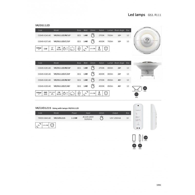 LED КРУШКА V-TAC VT-2016 12W E27 4500K