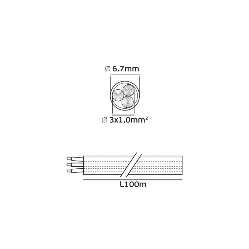 КАБЕЛ ЗА УДЪЛЖИТЕЛ H03VV-F 3X1.0 ЧЕРЕН