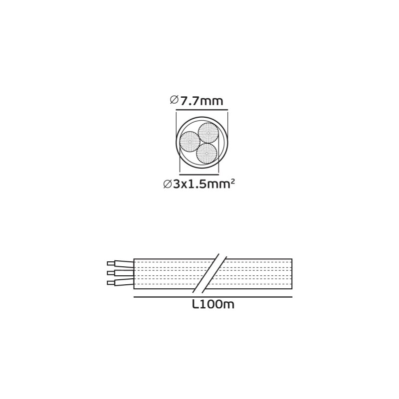 КАБЕЛ ЗА УДЪЛЖИТЕЛ H03VV-F 3X1.5 БЯЛ 25М