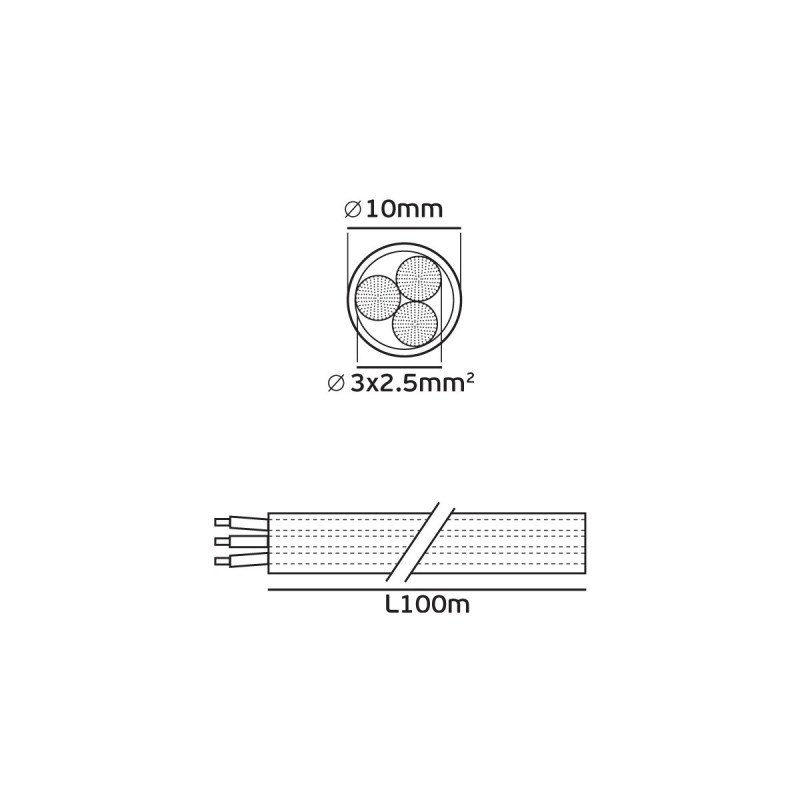 КАБЕЛ ВК/H03VV-F 3X2.5 БЯЛ 100М КАБЕЛ ВК/H03VV-F 3X2.5 БЯЛ 100М