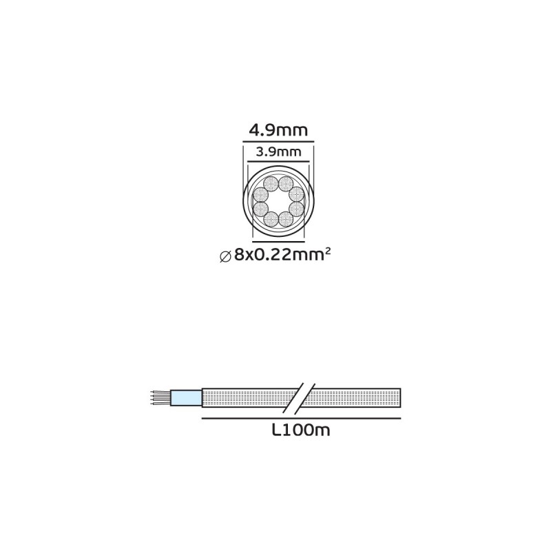 КОМПЛЕКТ КАБЕЛ VK AL 8X0.22 БЯЛ