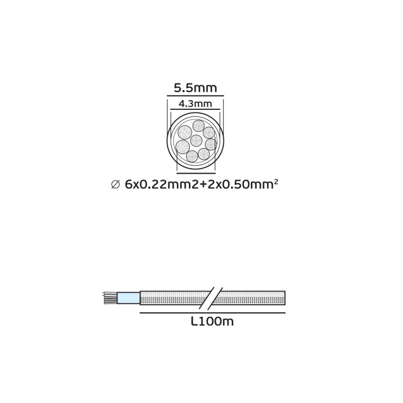 КАБЕЛ VK/AL 6X0.22+2X0.50 W