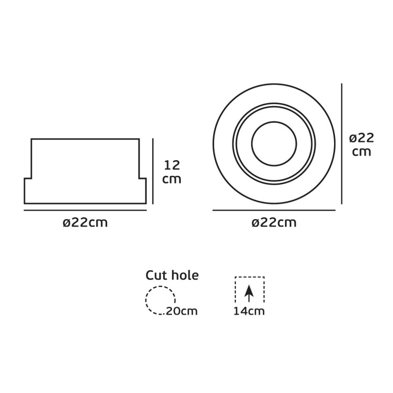 ЛУНА ВГРАДЕНА LED 12W 3000K Ø120MM