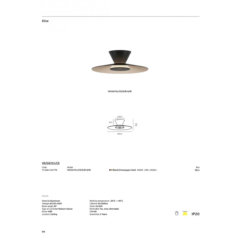 ВГРАДЕН LED СПОТ VK/04701/CE/D/B-G/W