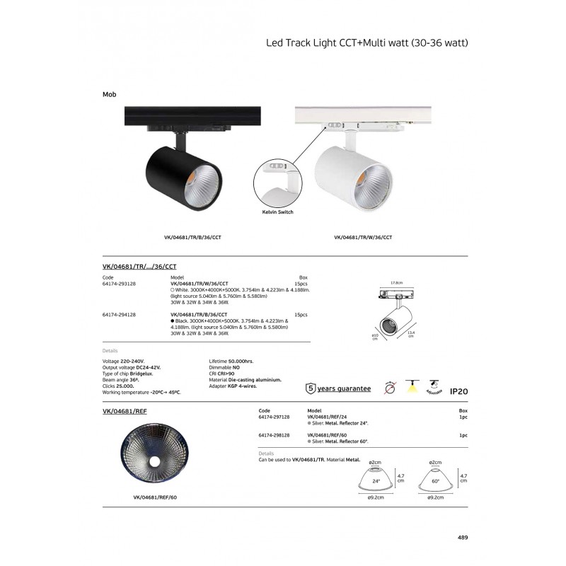 ВГРАДЕН LED ПРОЖЕКТОР VK/04681 TR/B/36 CCT ВГРАДЕН LED ПРОЖЕКТОР VK/04681 TR/B/36 CCT