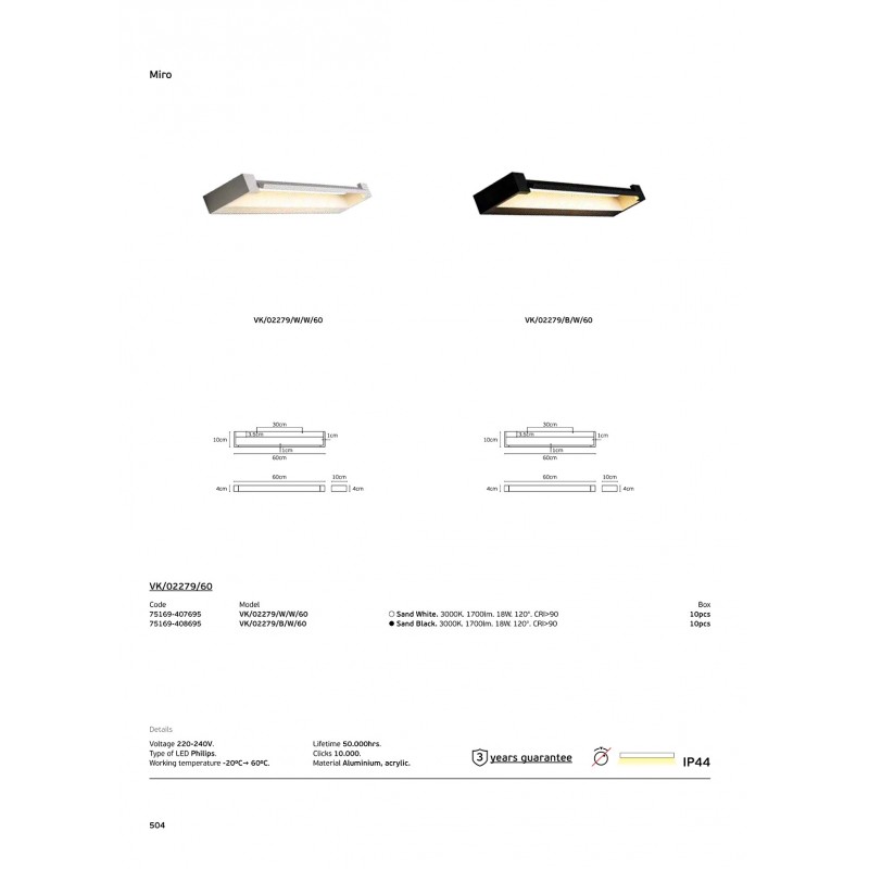 ВГРАДЕН LED ПРОЖЕКТОР VK/02279 B/W 60