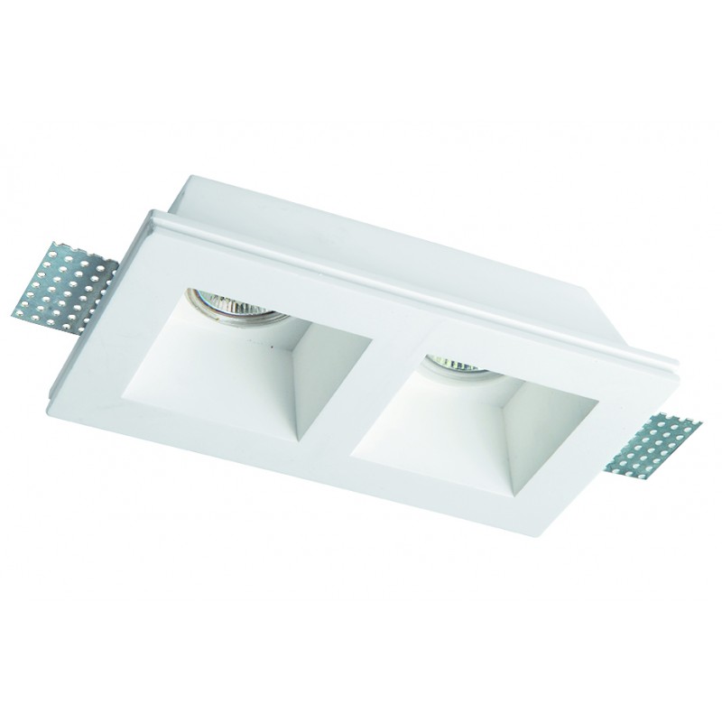 2/Lights Recessed Spot Square Ceramic GU10 / GU5.3   (MR16) 2 x MAX 35W 0 0 230V / 12V 50-60 Hz  0  CERAMIC  WHITE  L:215 H:100 MIN W:120 IP20 CERAMIC 4081400 
