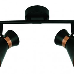 2/Lights spot Kelly E14 2 x MAX 42W  0 0 220-240V 50-60 Hz  0  ELECTROSTATIC PAINTED STEEL  BLACK / COPPER  L:400 H:193 W:115 IP20 KELLY 4148300 