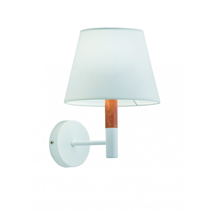 Wall Lamp White Villy VILLY E27 MAX 42W  WHITE / OAK IP20 220-240V  FABRIC SHADE / ELECTROSTATIC PAINTED STEEL / WOOD      4167900 