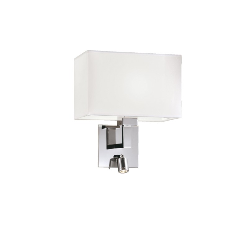 Wall Lamp W 175 Baltimore BALTIMORE E27 + LED module 1 x MAX 42W  + LED 1W WHITE / CHROME IP20 220-240 VAC  FABRIC SHADE / PLATED STEEL  3000K  90 Lm   4172400 