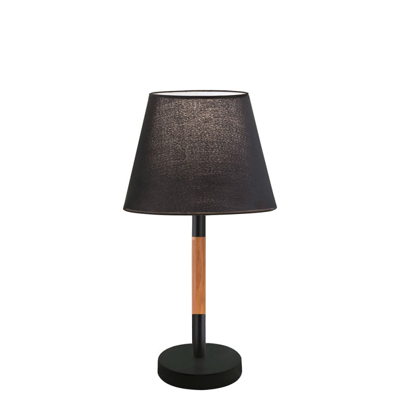 Table Lamp Black Villy VILLY E27 MAX 40W  BLACK / OAK IP20 220-240V  FABRIC SHADE / ELECTROSTATIC PAINTED STEEL / WOOD      4188101 