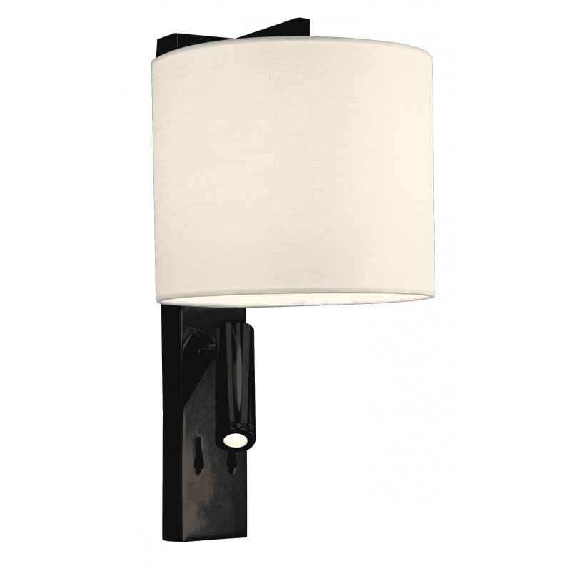 Wall Lamp Mayor MAYOR E27 + LED module 1 x MAX 60W + LED 3W  WHITE / BLACK IP20 220-240 VAC  FABRIC SHADE / PLATED STEEL  3000K  190 Lm  4229500 