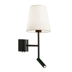 Wall Lamp Sonia SONIA E27 + LED module 1 x MAX 40W + LED 3W WHITE / BLACK IP20 220-240 VAC FABRIC SHADE / ELECTROSTATIC PAINTED STEEL 3000K 225 Lm 4260600 Wall Lamp Sonia SONIA E27 + LED module 1 x MAX 40W + LED 3W WHITE / BLACK IP20 220-240 VAC FABRIC SHADE / ELECTROSTATIC PAINTED STEEL 3000K 225 Lm 4260600