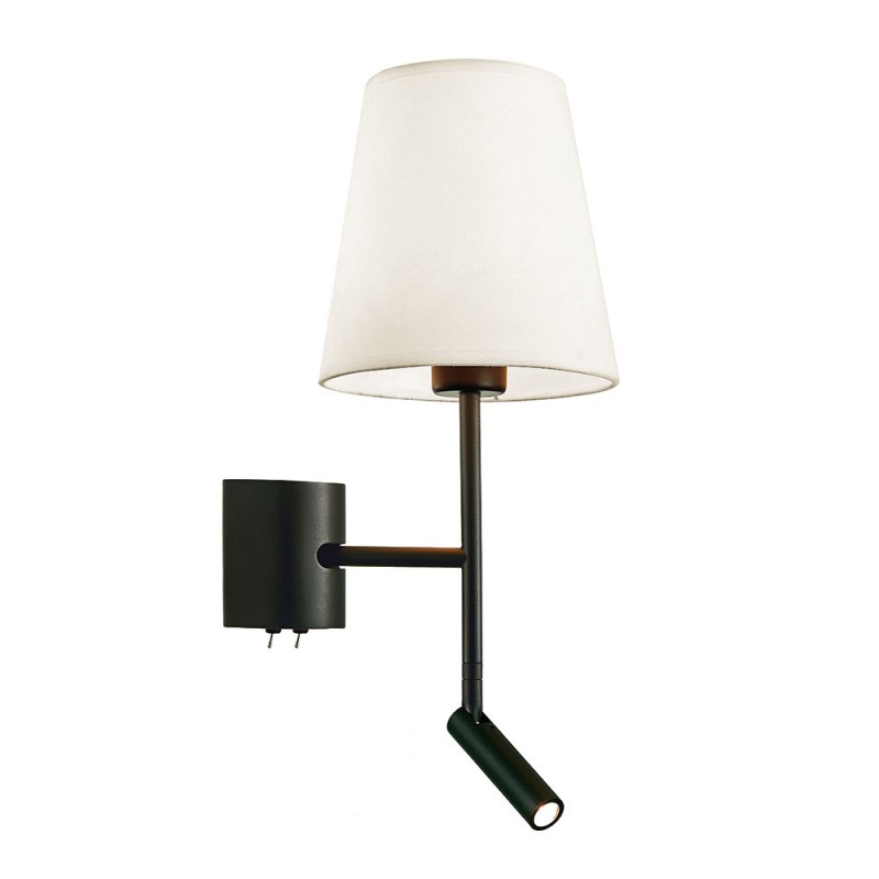 Wall Lamp Sonia SONIA E27 + LED module 1 x MAX 40W + LED 3W WHITE / BLACK IP20 220-240 VAC  FABRIC SHADE / ELECTROSTATIC PAINTED STEEL  3000K  225 Lm   4260600 