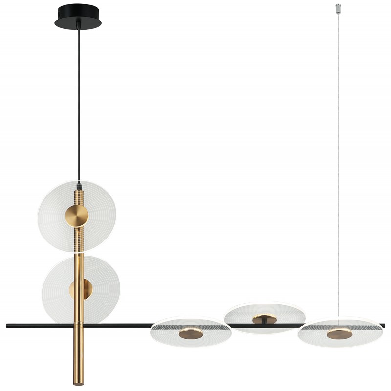 5/Lights Pendant Bar Sun LED module 10W 3000K 806 Lm  220-240V AC 50-60 Hz  10000h   ACRYLIC/ELECTROSTATIC PAINTED STEEL   CLEAR / BLACK/BRONZE  L:920 H:1610 W:200 IP20 SUN 4280100 