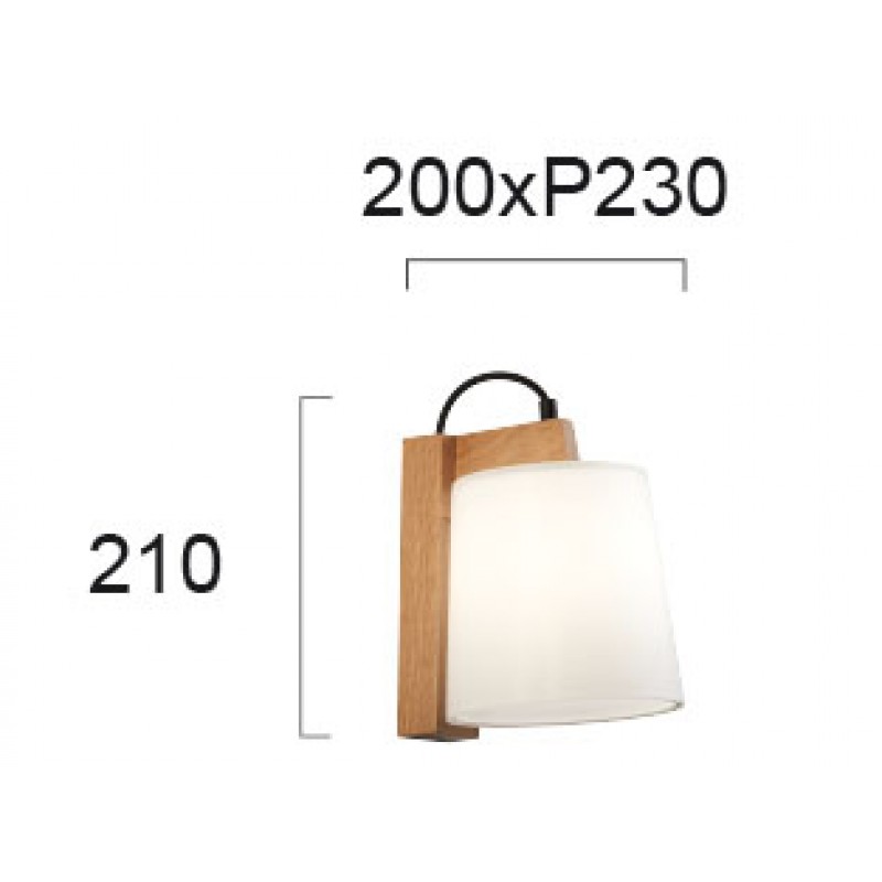 Wall Lamp Mondo MONDO E14 1 x MAX 42W  WHITE / OAK / BLACK IP20 220-240 VAC  GLASS / WOOD      3081900 