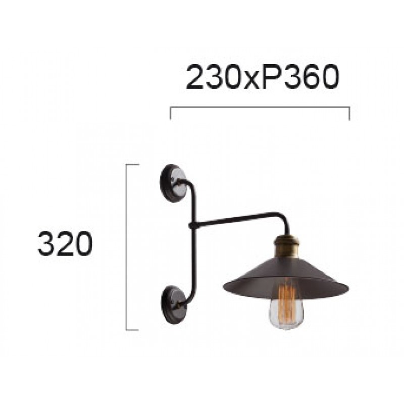 Wall Lamp Two Arms Rustic RUSTIC E27 1 x MAX 60W BROWN / OXYDE IP20 220-240 VAC  ELECTROSTATIC PAINTED STEEL      3083600 