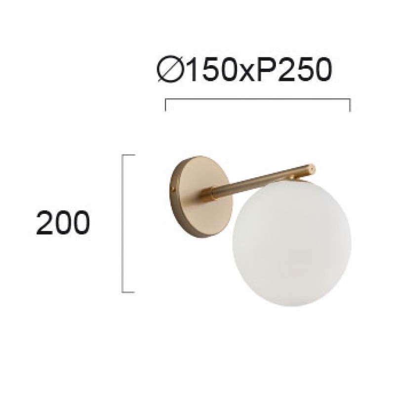 Wall Lamp Straight Arm Globe GLOBE E14 CFL / LED 1 x MAX 7W  WHITE  / BLACK / GOLD IP20 220-240 VAC  GLASS / ELECTROSTATIC PAINTED STEEL      3094700 