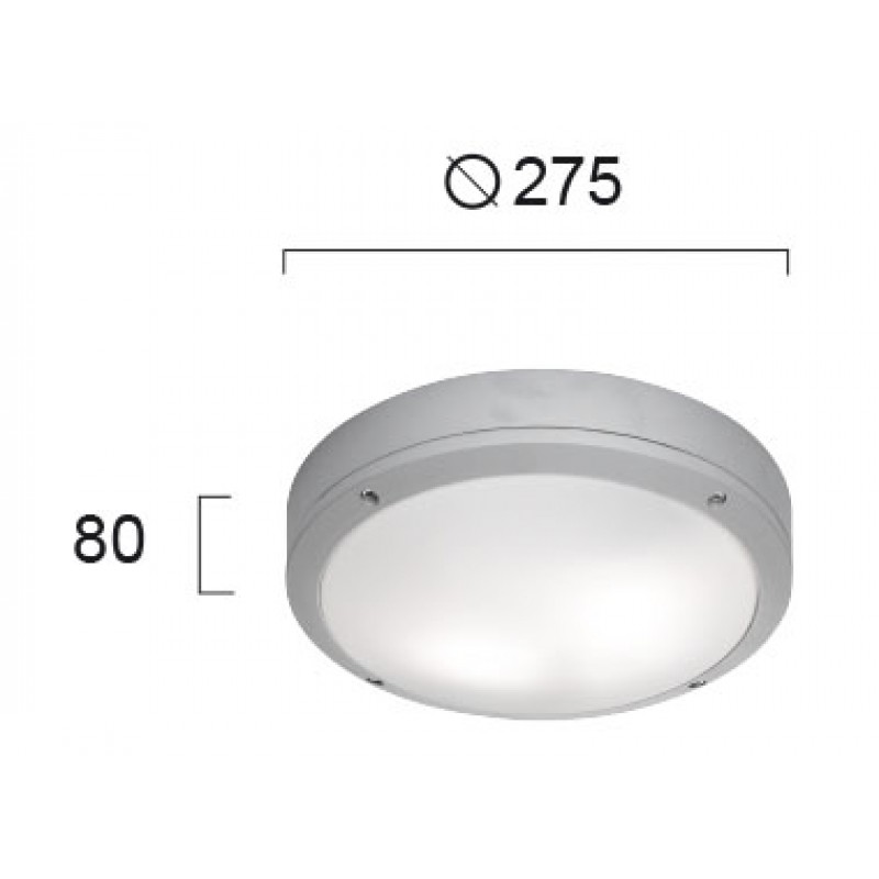 ПЛАФОН КРЪГЪЛ LEROS E27 LED 2X18W СИВ