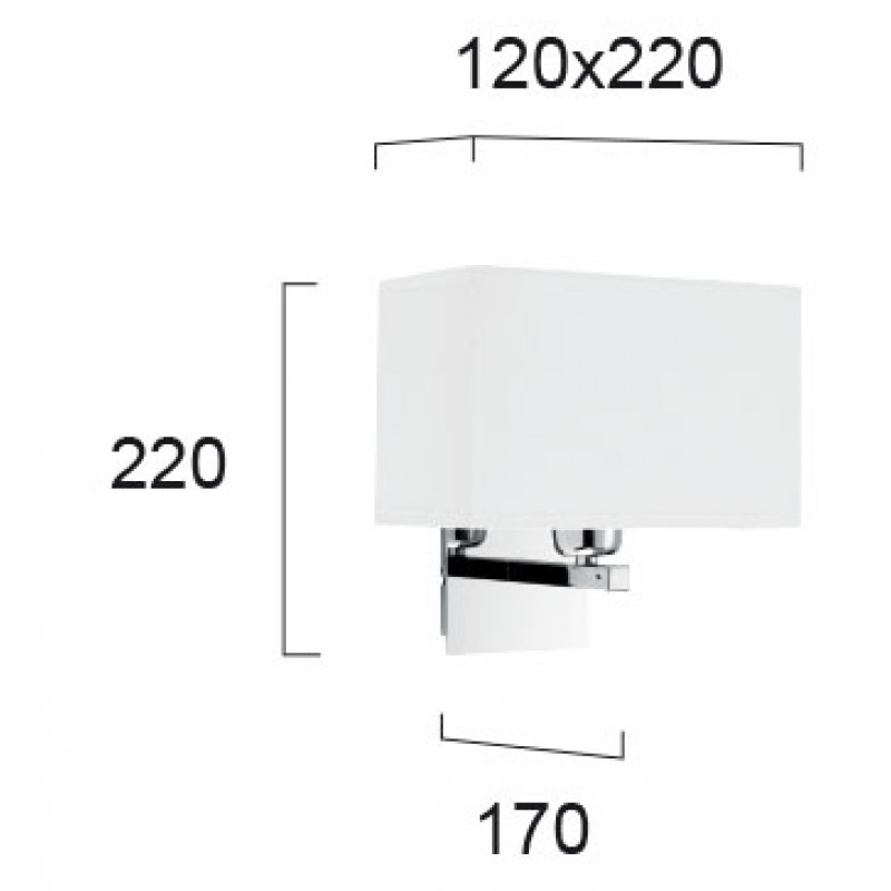 Wall Lamp White W 220 Toby TOBY E27 MAX 70W  WHITE / CHROME IP20 220-240V  FABRIC SHADE / PLATED STEEL      4057700 